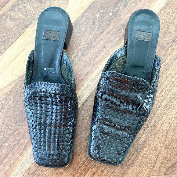 Vintage goffredo fantini black woven mule shoes 37 - Picture 1 of 7